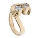 9ct Yellow Gold 0.50ct Brilliant Cut Diamond Two Stone Ring