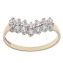 9ct Yellow Gold Cubic Zirconia Wishbone Two Row Ring