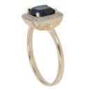 9ct Yellow Gold Created Sapphire And Cubic Zirconia Ring