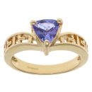 18ct Yellow Gold Tanzanite Greek Key Wishbone Ring