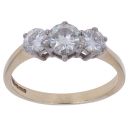 9ct Yellow Gold Moissanite Three Stone Ring