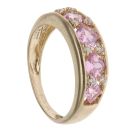 14ct Yellow Gold Pink Gemstone and Cubic Zirconia Fancy Ring