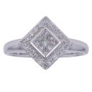 18ct White Gold Brilliant and Princess Cut Diamond Cluster Ring