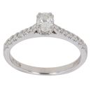 18ct White Gold 0.53ct Oval and Brilliant Cut Diamond Solitaire Ring