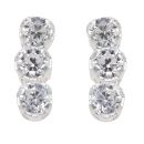 Silver Cubic Zirconia Drop Stud Earrings By Icesia