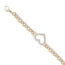 9ct Yellow Gold Cubic Zirconia Belcher Heart Bracelet 6"