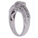 18ct White Gold 0.65ct Brilliant and Baguette Cut Diamond Three Row Crossover Ring