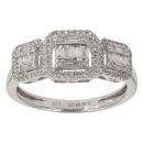 9ct White Gold 0.45ct Baguette And Brilliant Cut Diamond Cluster Ring