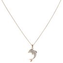 9ct Yellow Gold Cubic Zirconia Dolphin Pendant and Chain 18"