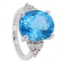 9ct White Gold 0.15cts Diamond And Topaz Ring