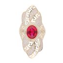 14ct Yellow Gold Cubic Zirconia and Red Gemstone Ring