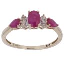 9ct Yellow Gold 0.05ct Diamond and Ruby Fancy Ring