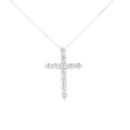 Silver Cubic Zirconia Cross Pendant and Chain 18"
