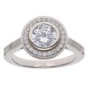 Silver Cubic Zirconia Halo Cluster Ring By Icesia