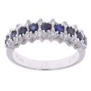18ct White Gold 0.15ct Diamond And Sapphire Three Row Ring