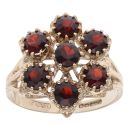 9ct Yellow Gold Garnet Flower Cluster Ring