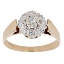 9ct Yellow Gold 0.15ct Brilliant Cut Diamond Cluster Ring