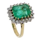 18ct Yellow And White Gold Emerald And Diamond Cluster