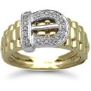9ct Yellow Gold 0.15ct Diamond Buckle Ring