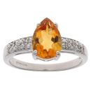 9ct White Gold 0.05ct Diamond and Citrine Ring