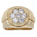 9ct Yellow Gold Circular Cubic Zirconia Signet Ring