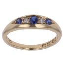 18ct Yellow Gold 0.05ct Diamond and Sapphire Five Stone Ring