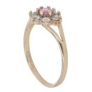 9ct Yellow Gold Pink and White Cubic Zirconia Cluster Ring