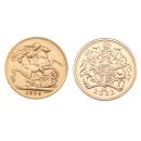 1926 & 2022 Elizabeth II Lifetime UK Full Sovereign Coin Set of 2 Proof Boxed
