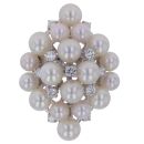 18ct White Gold 0.48ct Brilliant Cut Diamond and Pearl Cluster Ring