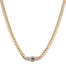 14ct Yellow Gold Monaco Classic Pave Lock Curb Chain 16"
