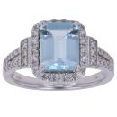 18ct White Gold 0.34ct Brilliant Cut Diamond and Aquamarine Cluster Ring