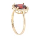 14ct Yellow Gold Red Gemstone And Cubic Zirconia Cluster Ring