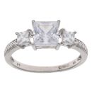 9ct White Gold Cubic Zirconia Three Stone Ring