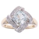 9ct Yellow Gold 0.10ct Diamond And Prasiolite Cluster Ring