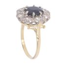18ct Yellow Gold 2.25ct Diamond and Sapphire Cluster Ring