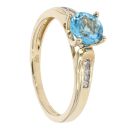 9ct Yellow Gold Created Blue Topaz and Diamond Dress Ring