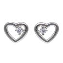 Silver Cubic Zirconia Heart Stud Earrings By Icesia