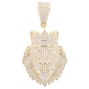 9ct Yellow Gold Cubic Zirconia Lion Crown Pendant