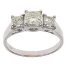 14ct White Gold 1.00ct Princess Cut Diamond Trilogy Ring