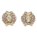 14ct Yellow Gold 2.00ct Brilliant and Baguette Cut Diamond Cluster Earrings