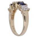 14ct Yellow Gold Sapphire and Cubic Zirconia Ring