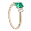 9ct Yellow Gold 0.50ct Baguette Cut Lab Grown Diamond And Created Emerald Ring