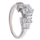 14ct White Gold 2.00ct Brilliant and Baguette Cut Diamond Solitaire Ring