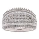 9ct White Gold 1.00ct Brilliant and Baguette Cut Diamond Fancy Ring