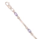9ct White Gold 0.07ct Diamond And Tanzanite Bracelet 7.5"