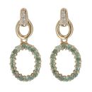 9ct Yellow Gold 0.03ct Diamond And Labradorite Circle Drop Earrings