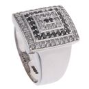 14ct White Gold 0.70ct Brilliant Cut Black and Colourless Diamond Cluster Ring
