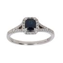 18ct White Gold 0.22ct Brilliant Cut Diamond and Sapphire Cluster Ring
