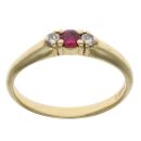 18ct Yellow Gold 0.10ct Diamond And Ruby Three Stone Ring