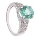 18ct White Gold 0.05ct Diamond and Green Tourmaline Ring